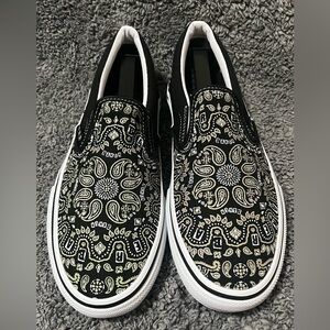 Vans x Baker Black and White Paisley Slip-On Sneakers Men’s Size 9